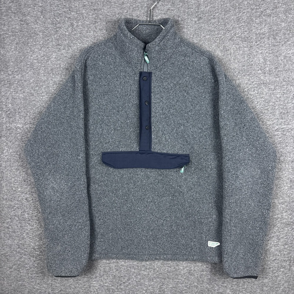 Wellen Dawn Patrol Pullover‎ Mens Large Gray Fleece 1/2 Zip Anorak Cord Lock